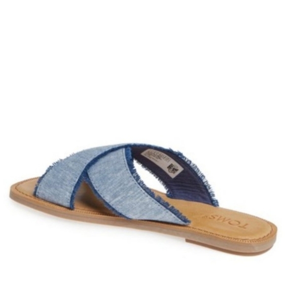 Toms Viv Blue Slub Chambray Denim Sandals Sz 6.5 - Picture 6 of 7